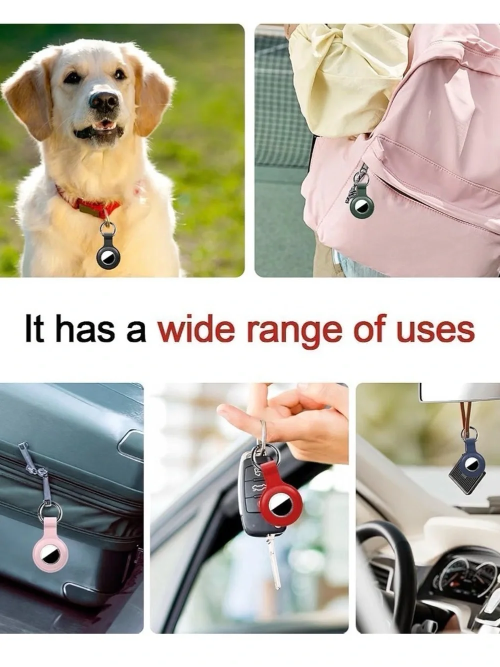 4-Pack Protective Silicone AirTag Holders with Keychains – Brand New
